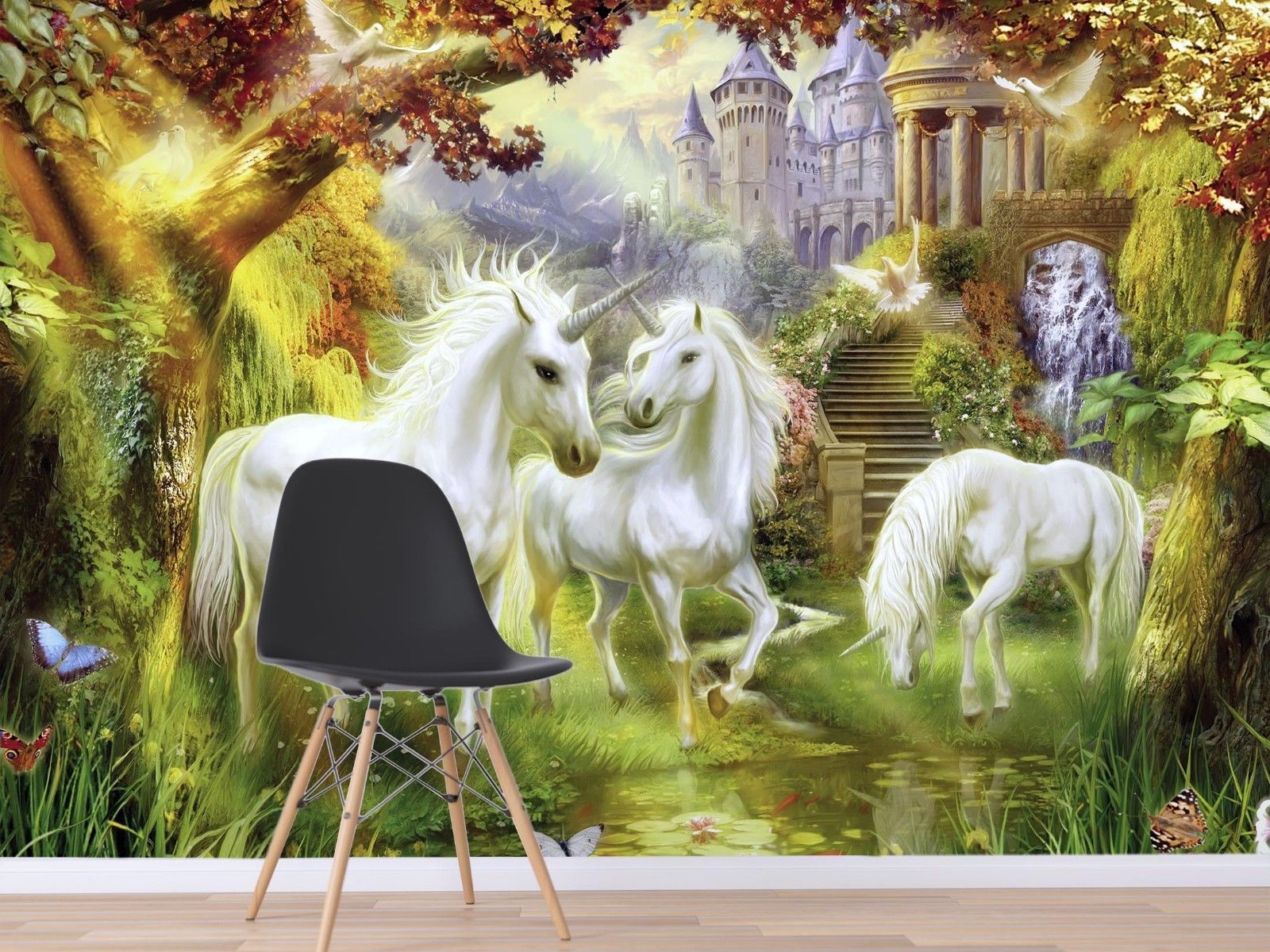 3d Wald Einhorn Einhorn Einhorn 959 Tapete Wandgemälde - 3 Unicorns , HD Wallpaper & Backgrounds