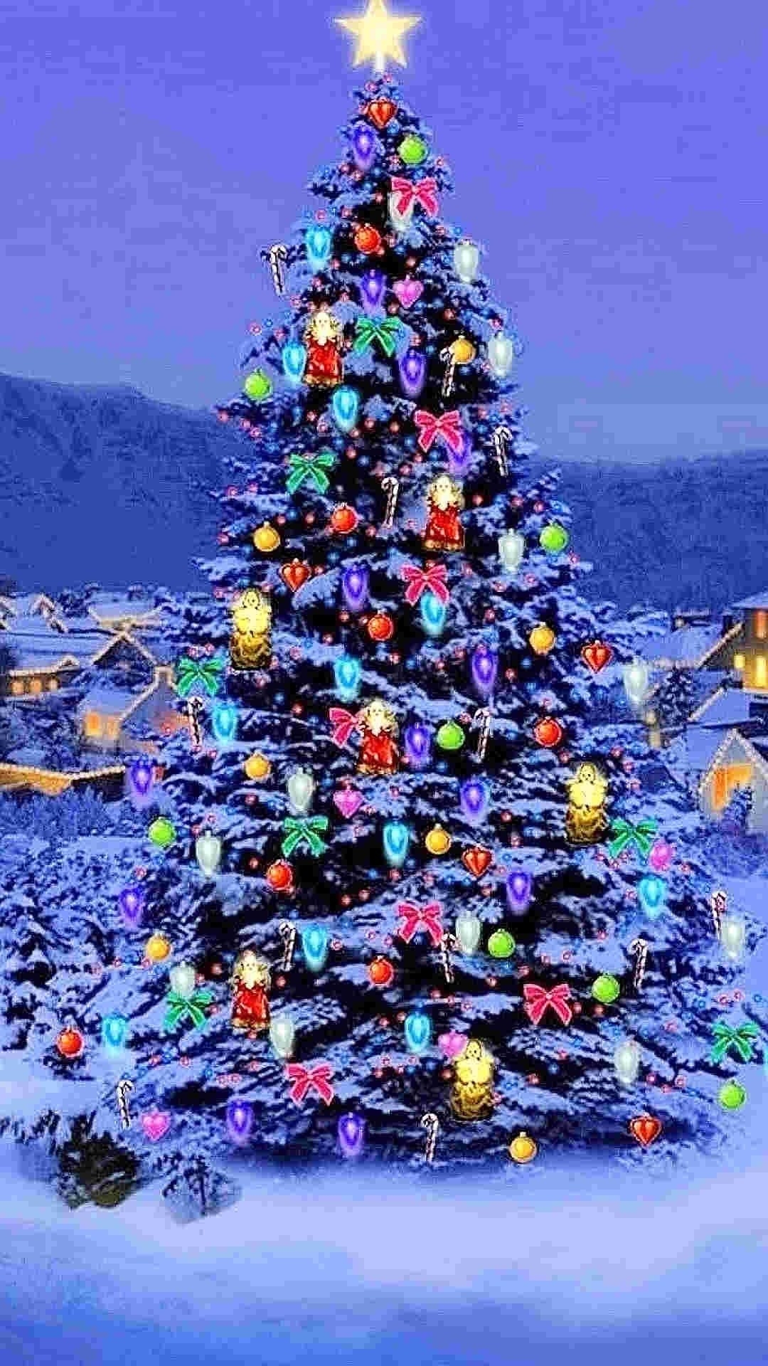 Awesome Animated Christmas Wallpaper For Iphone 6 Plus - Christmas Tree In The Mountains , HD Wallpaper & Backgrounds