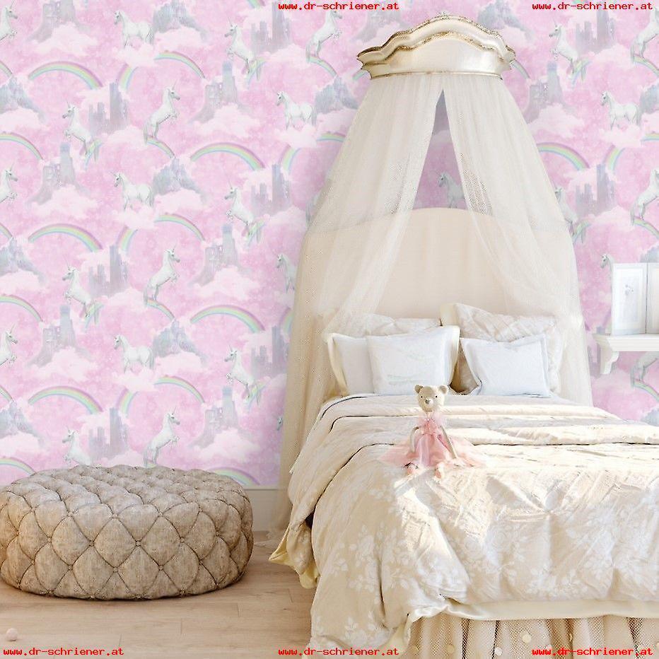 Rosa Einhorn Wallpaper Mädchen Kinder Glitter Girly - Decoração De ...