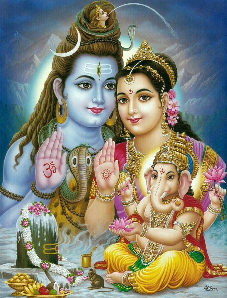 Indian God Hd Images - Shiv Ganesh Parvati Hd , HD Wallpaper & Backgrounds