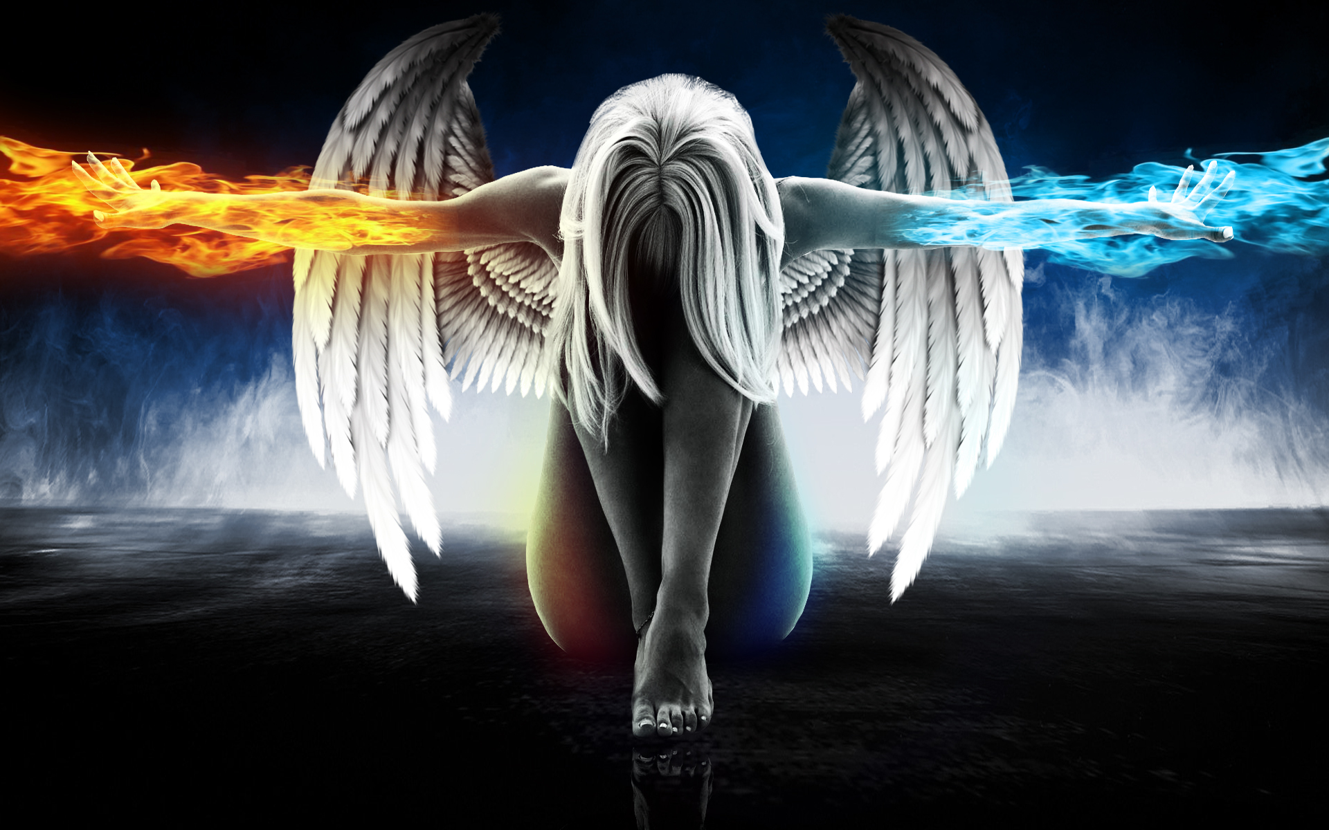 Fire And Ice Angel , HD Wallpaper & Backgrounds