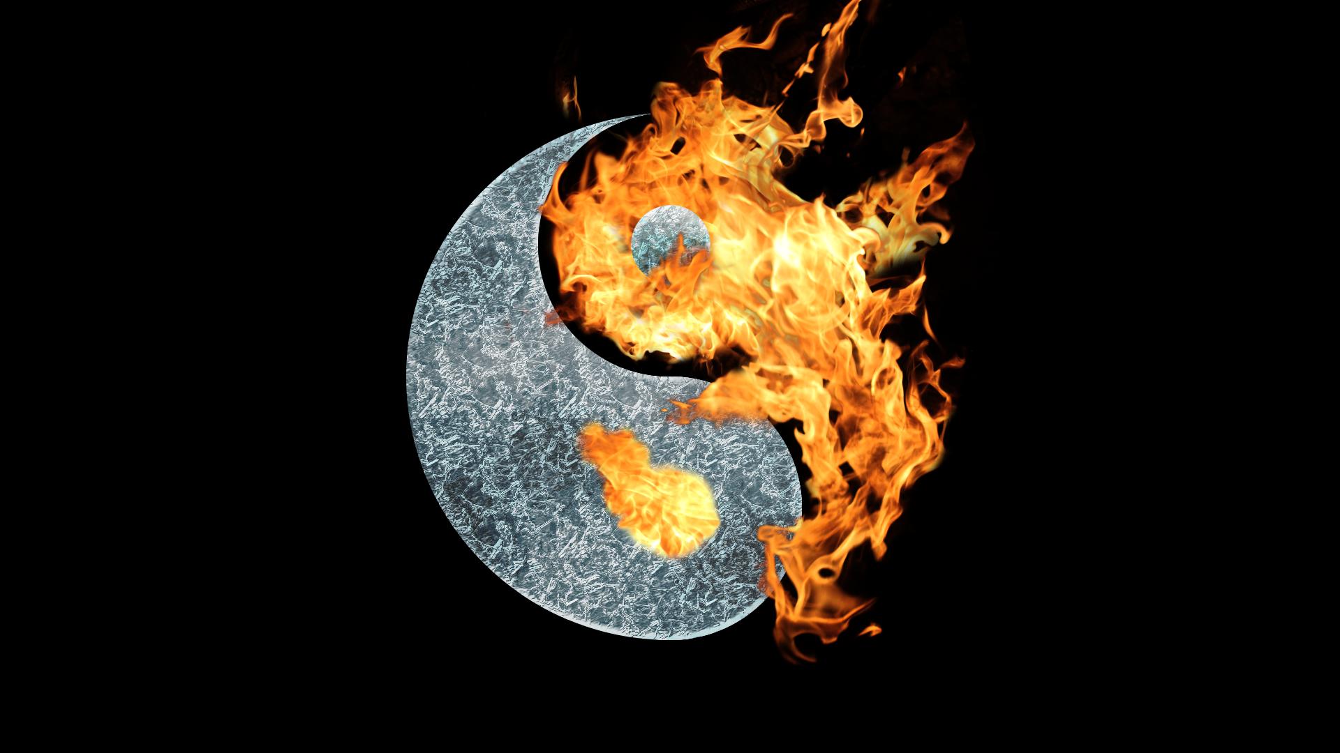 Fire Yin Yang Symbol Hd Wallpaper Backgrounds Download