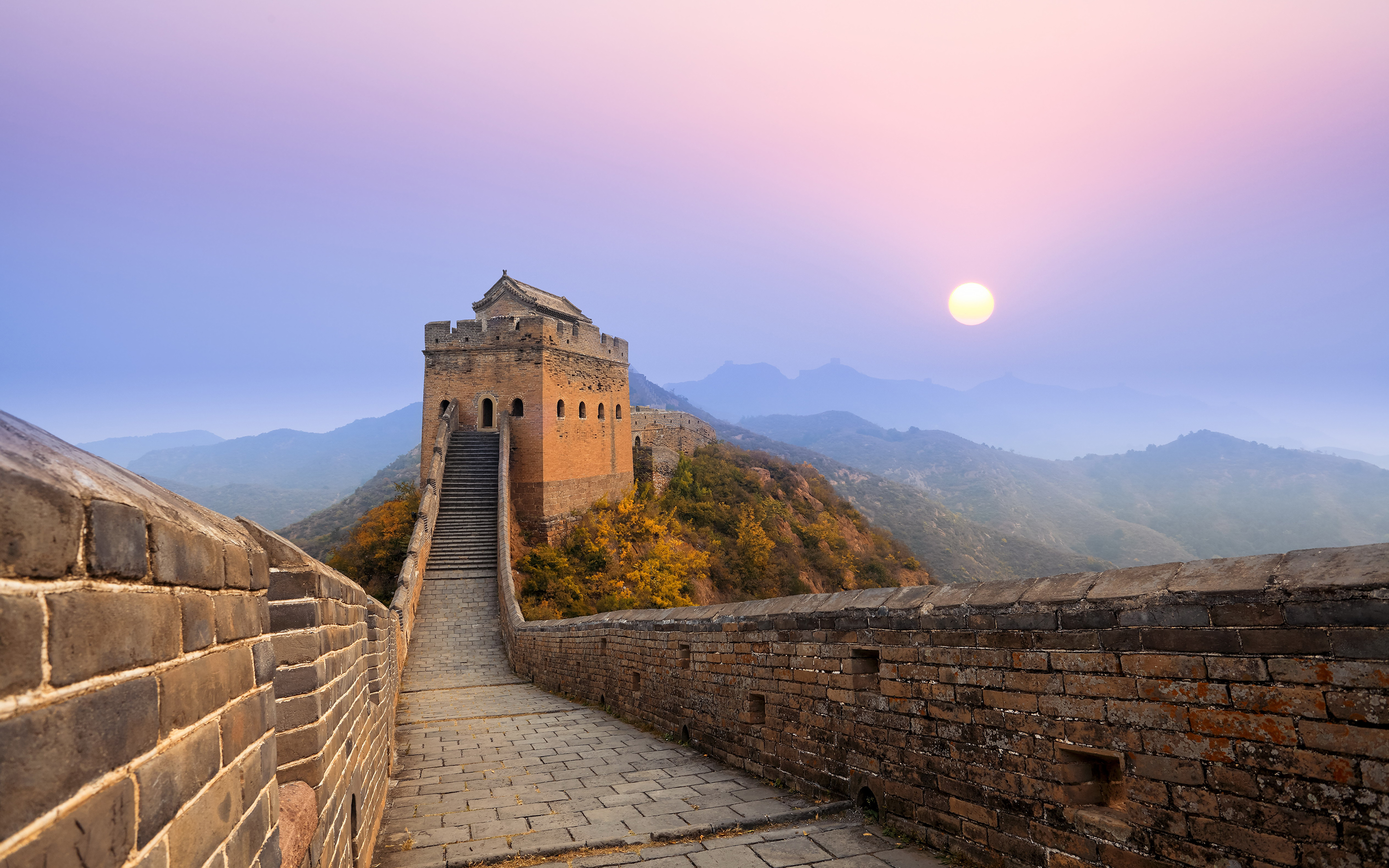 Great Wall Of China Sunrise - Great Wall Of China, Jinshanling , HD Wallpaper & Backgrounds