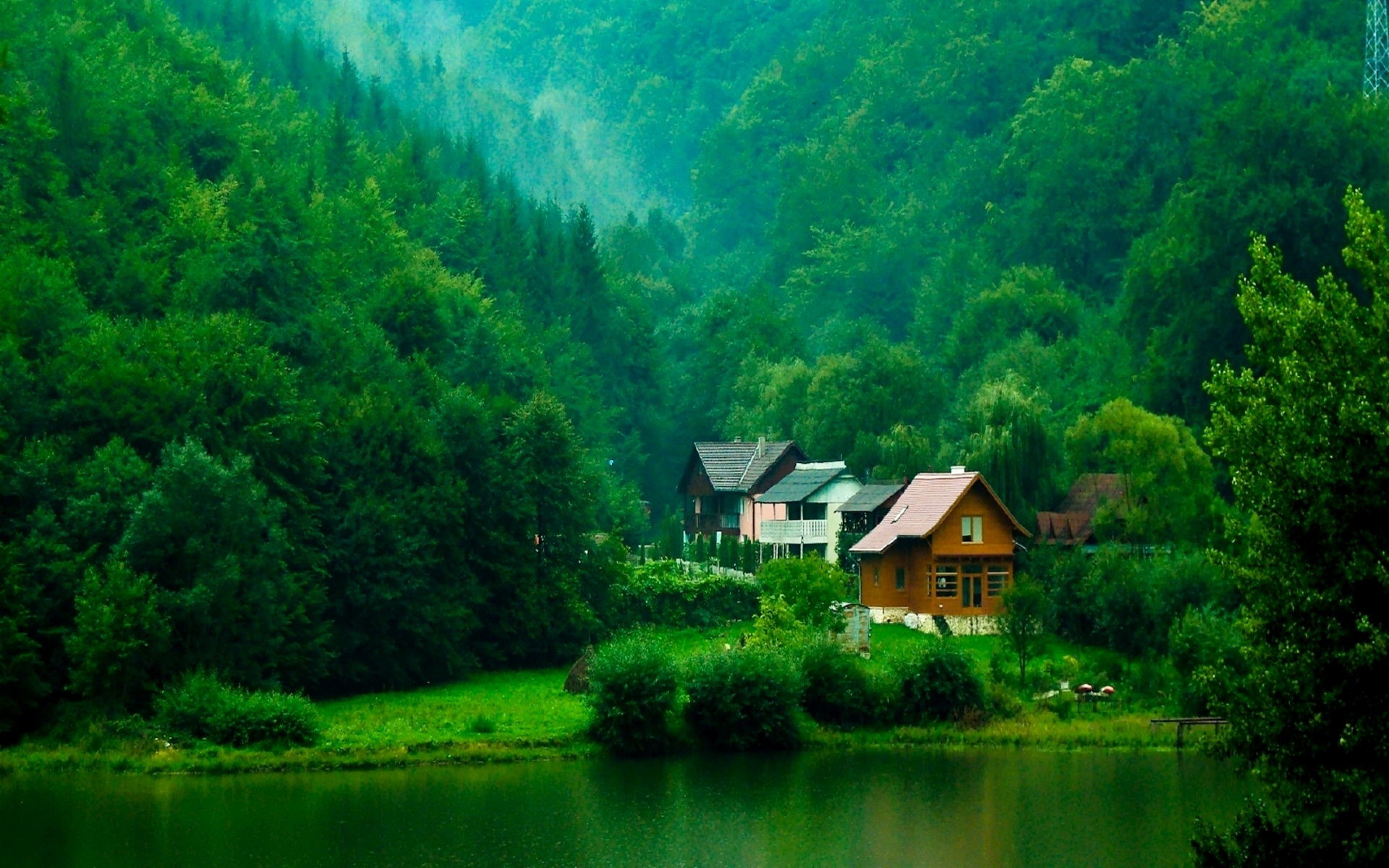 Background Computer Desktop Free Wallpaper Full Size - House In Green Forest , HD Wallpaper & Backgrounds