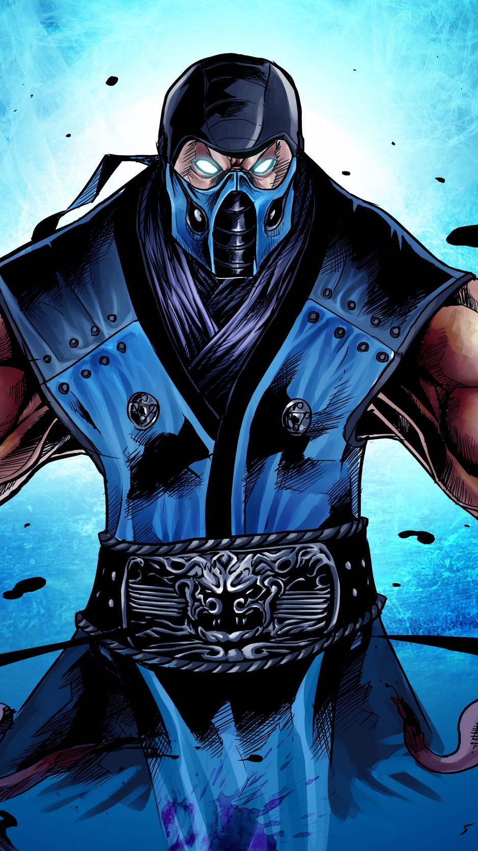 Wallpaper Mortal Kombat, Sub-zero, Ninja, Art - Mortal Kombat Sub Zero Anime , HD Wallpaper & Backgrounds