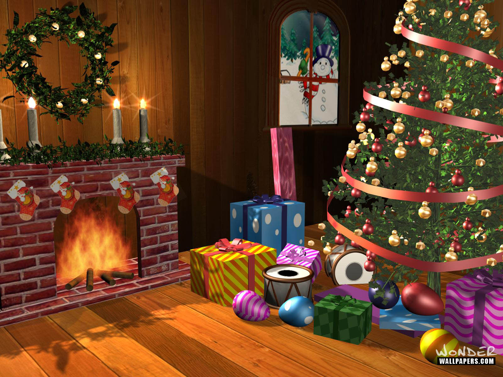 Fondos De Pantalla Hd De Navidad Regalos De Navidad - Cartoon Christmas Living Room , HD Wallpaper & Backgrounds