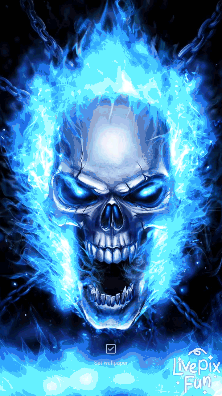Skull Live Wallpaper💀 Blue Flame Skull Live Wallpaper🔥 - Skull , HD Wallpaper & Backgrounds