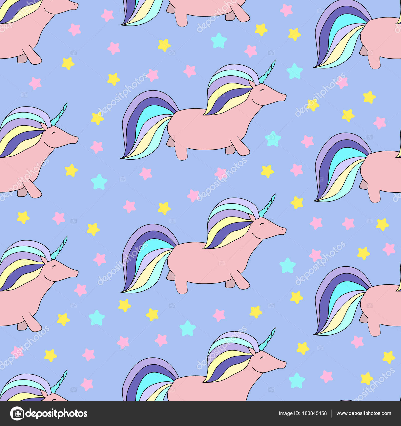 Seamless Pattern Unicorn Blue Background Fantasy Wallpaper - Fondos De Pantalla De Unicornio , HD Wallpaper & Backgrounds