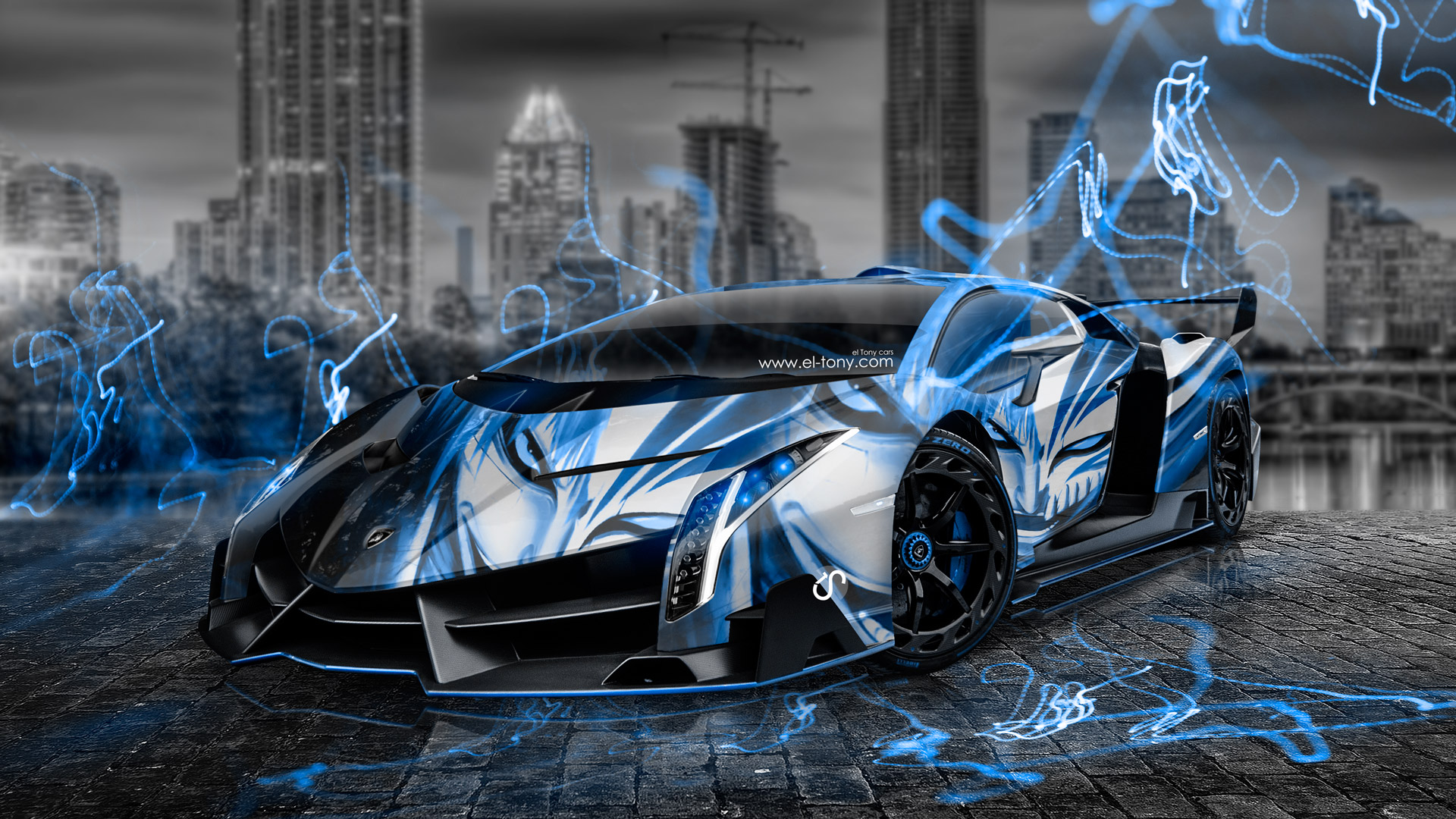 Lamborghini Veneno Wallpaper Blue , HD Wallpaper & Backgrounds