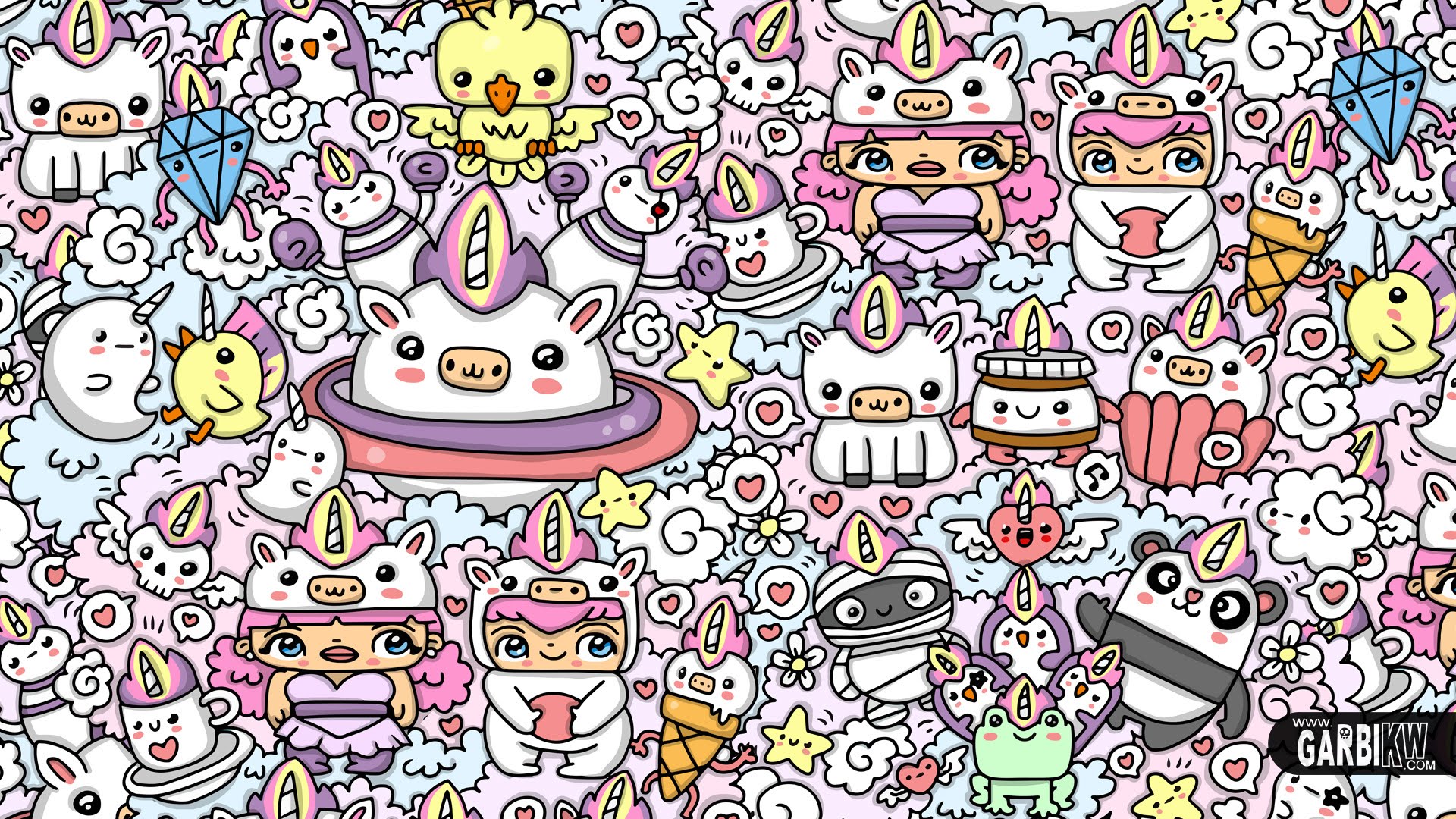 Kawaii Unicorn World Kawaii Graffiti And Cute Doodles - Doodle Art High Resolution , HD Wallpaper & Backgrounds