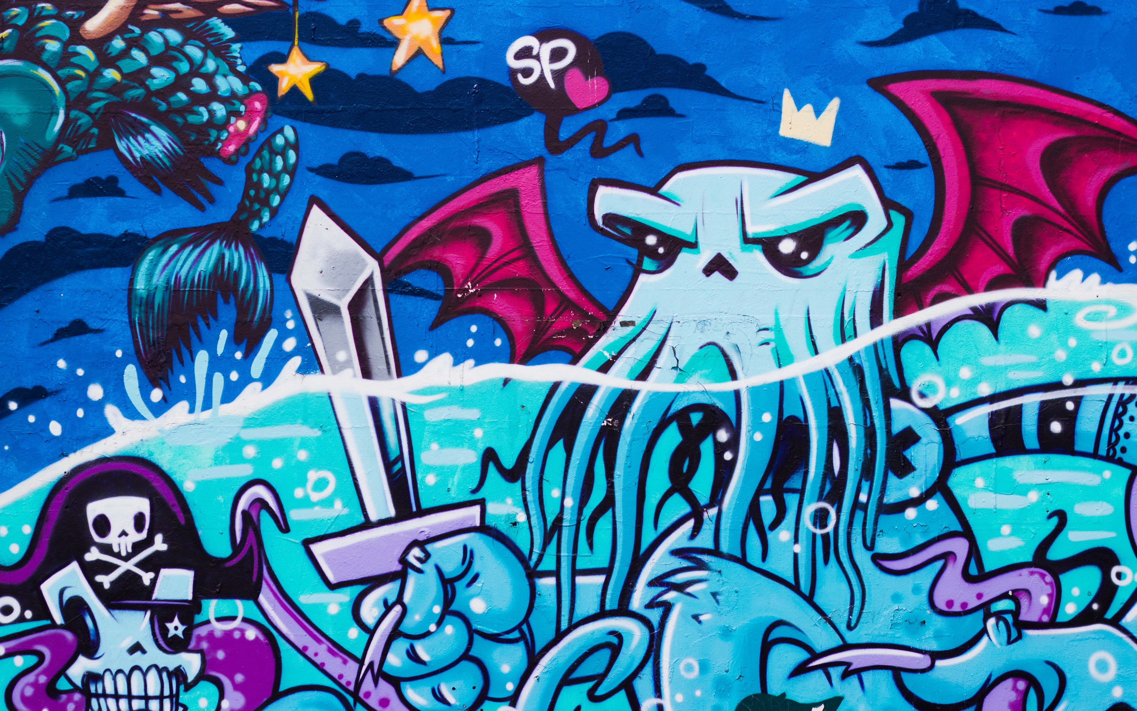 Wallpaper Graffiti, Octopus, Street Art - Street Art , HD Wallpaper & Backgrounds