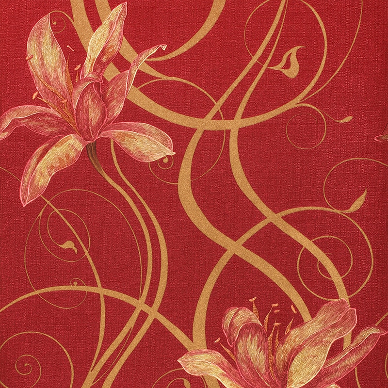 New Romantic Pastoral 3d Floral Wallpaper Mural Wall Red