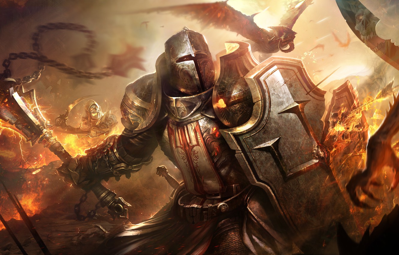 Photo Wallpaper Armor, Warrior, Helmet, Demons, Diablo - Crusader Diablo 3 , HD Wallpaper & Backgrounds