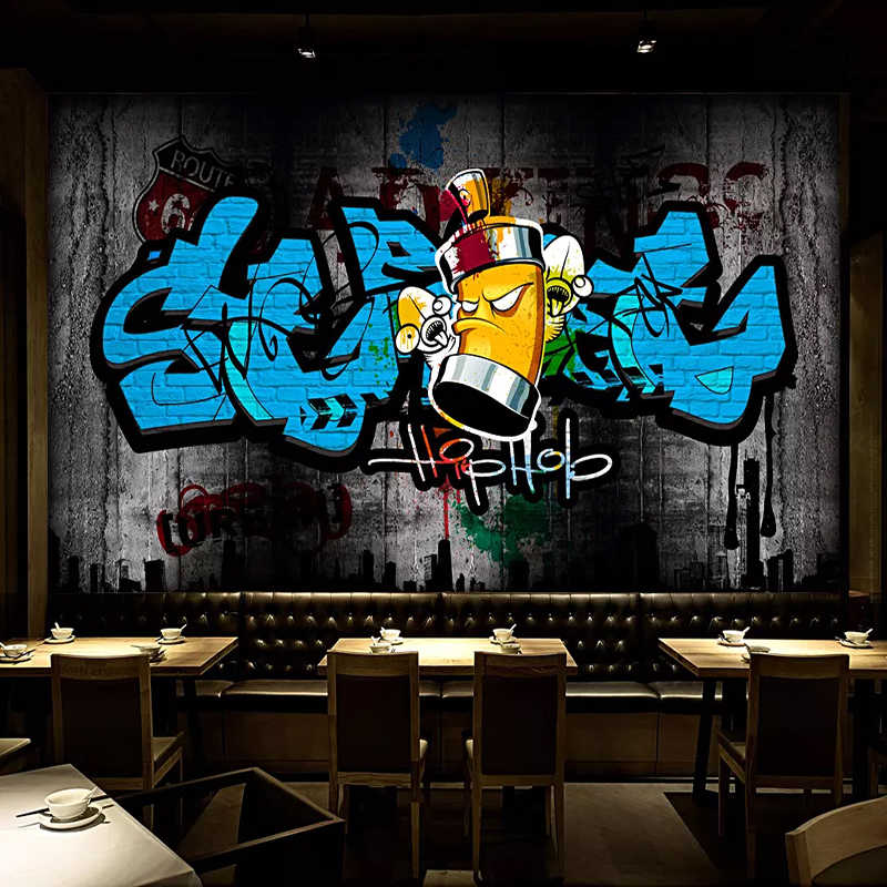Custom 3d Wall Murals Wallpaper Retro Street Graffiti - Dibujos De Latas De Graffiti , HD Wallpaper & Backgrounds