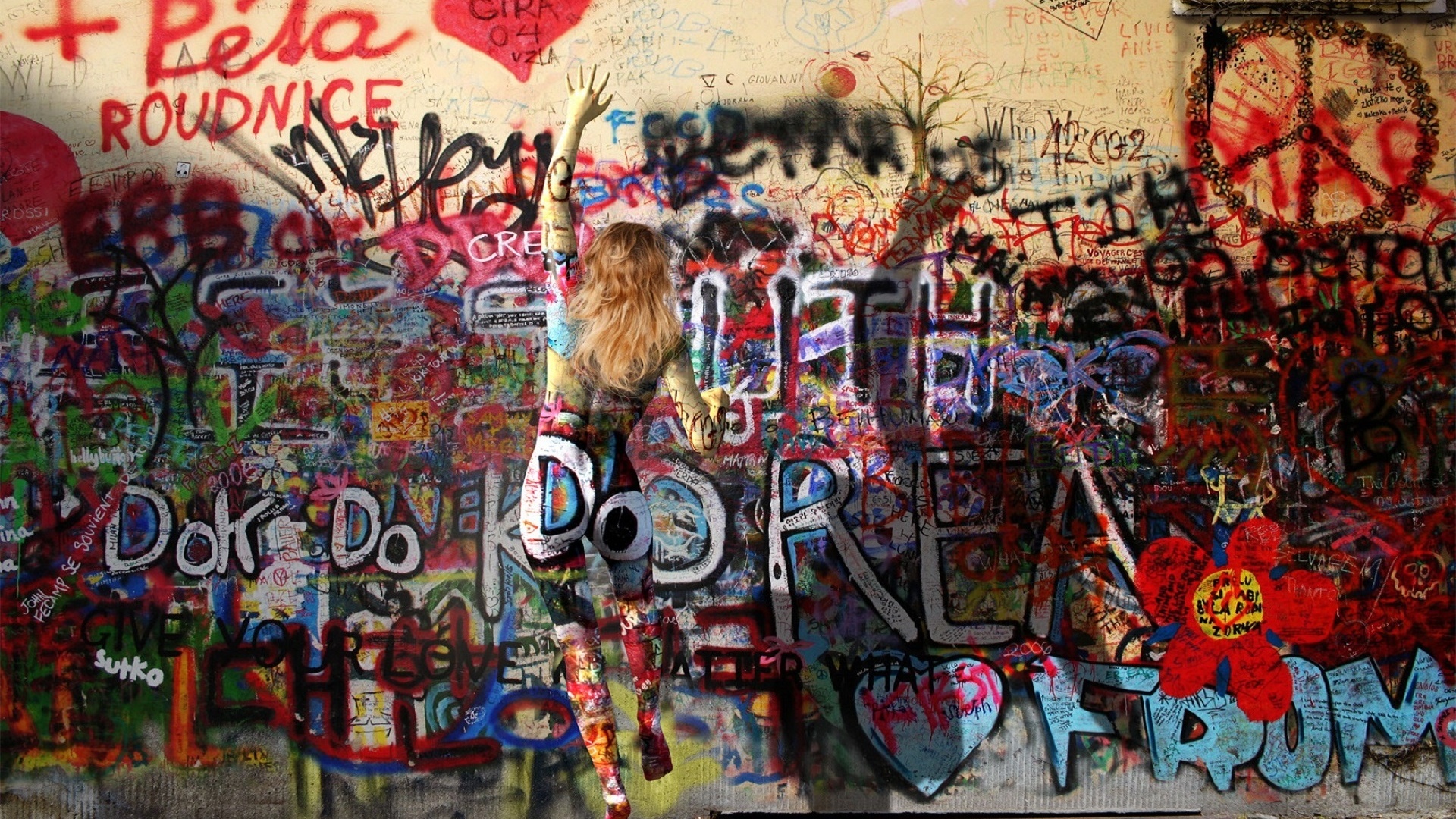 Art Graffiti Colors Street Art Body Art Girl Arts Wall - Graffiti Wall Background Hd , HD Wallpaper & Backgrounds