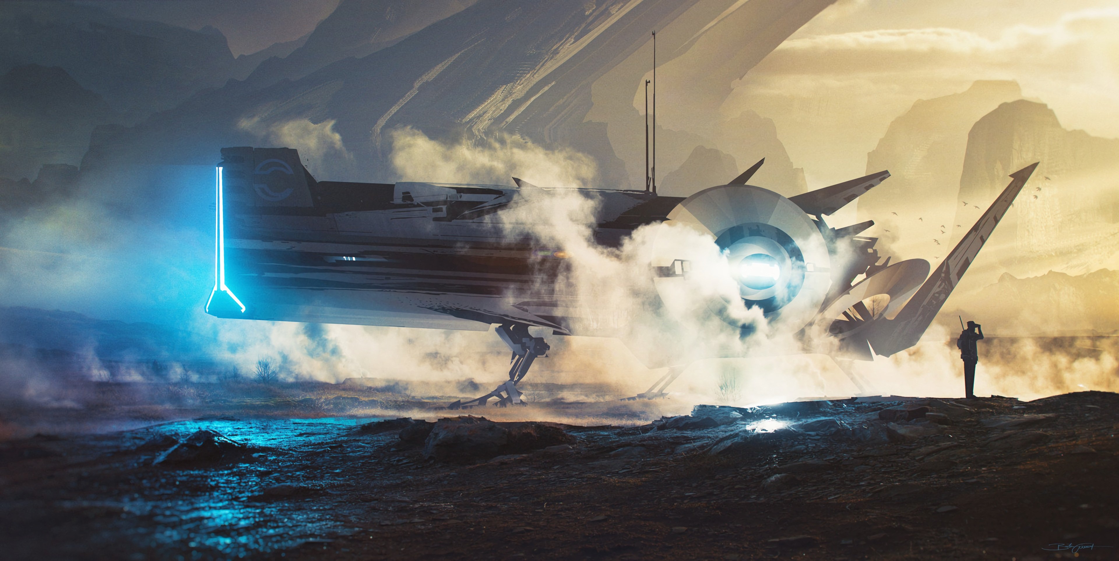 Spaceship Wallpaper - Sci Fi Art Uk , HD Wallpaper & Backgrounds
