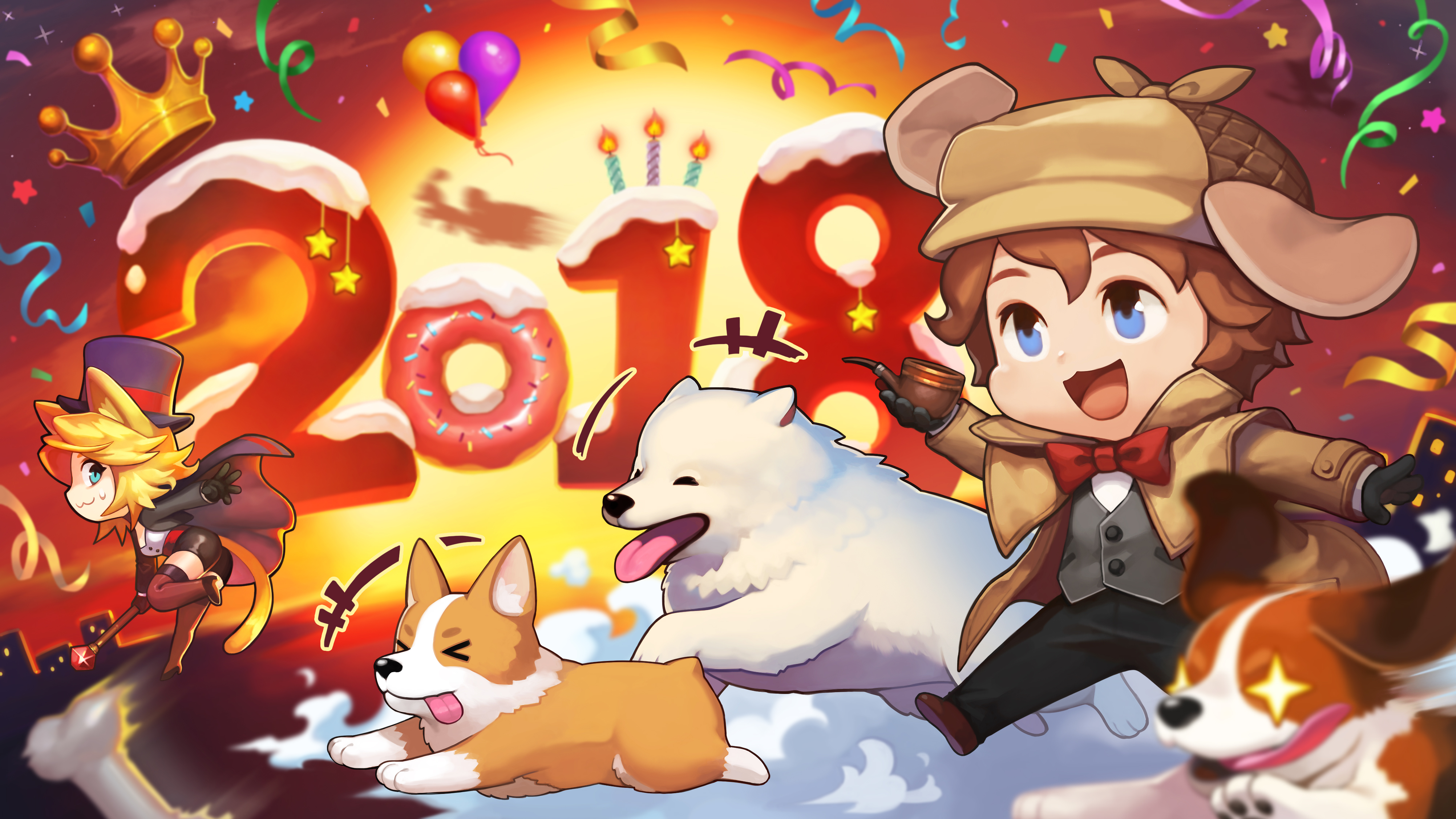 New Year 2018 Wallpaper - Cartoon , HD Wallpaper & Backgrounds