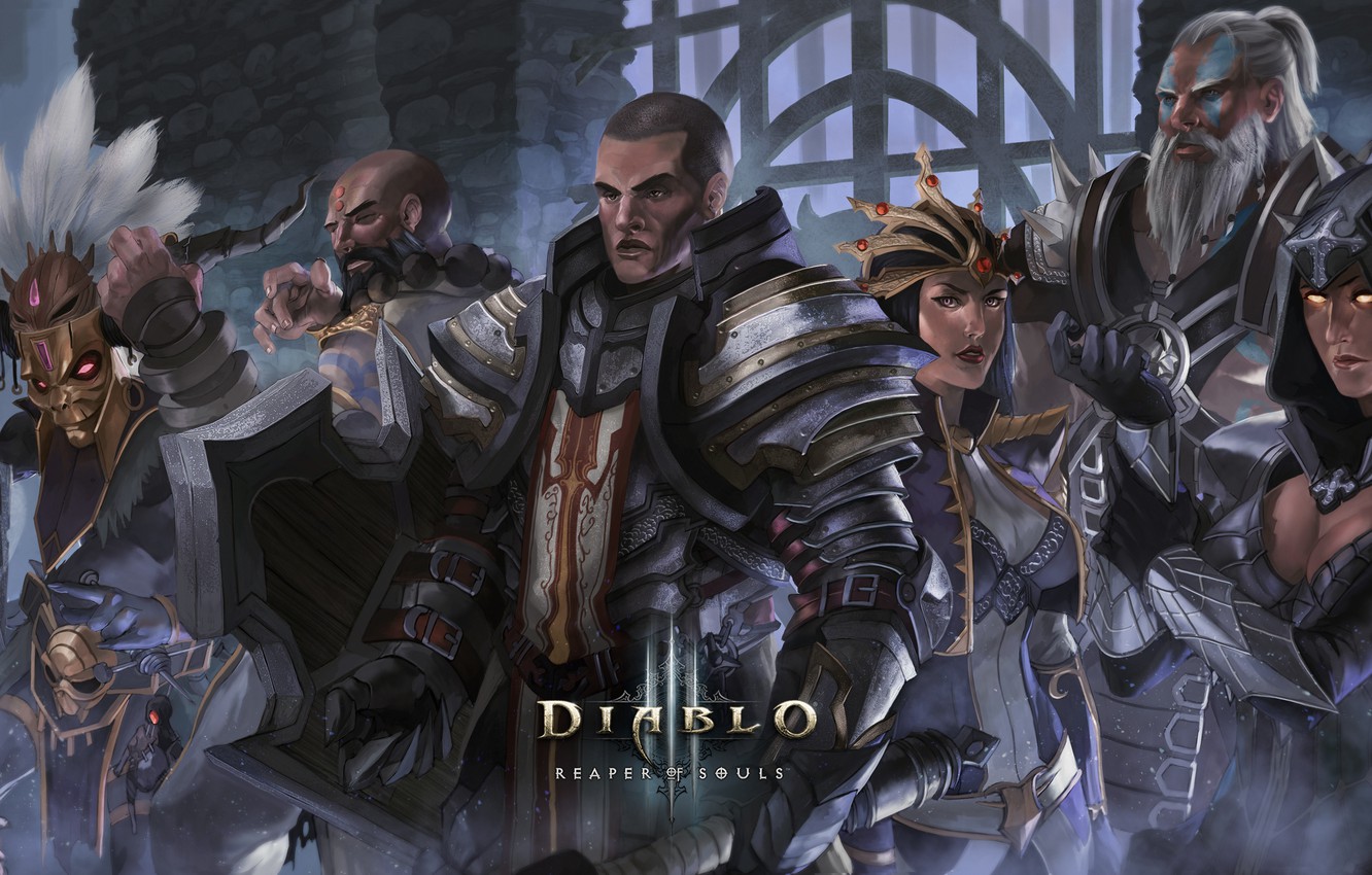 Photo Wallpaper Diablo 3, Demon Hunter, Witch Doctor, - Diablo 3 Crusader Vs Demons , HD Wallpaper & Backgrounds