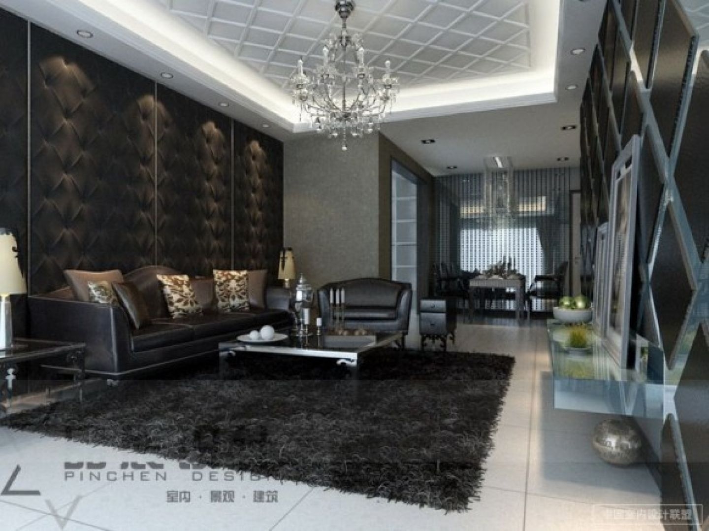 Dark Living Room Feature Walls Wall Tierra Este Modern - Dark Living Room Themes , HD Wallpaper & Backgrounds