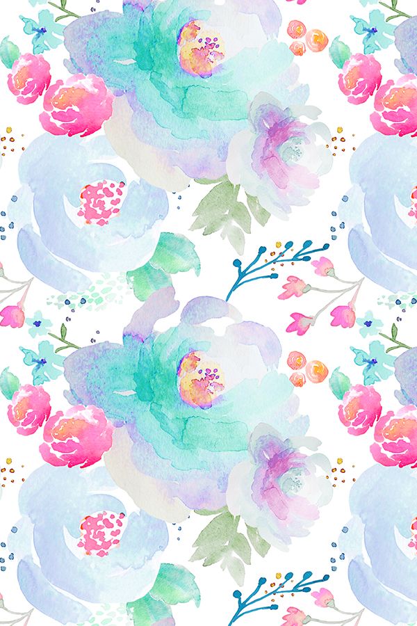 Floral Blues By Indybloomdesign - Watercolor Pretty Flower Backgrounds , HD Wallpaper & Backgrounds