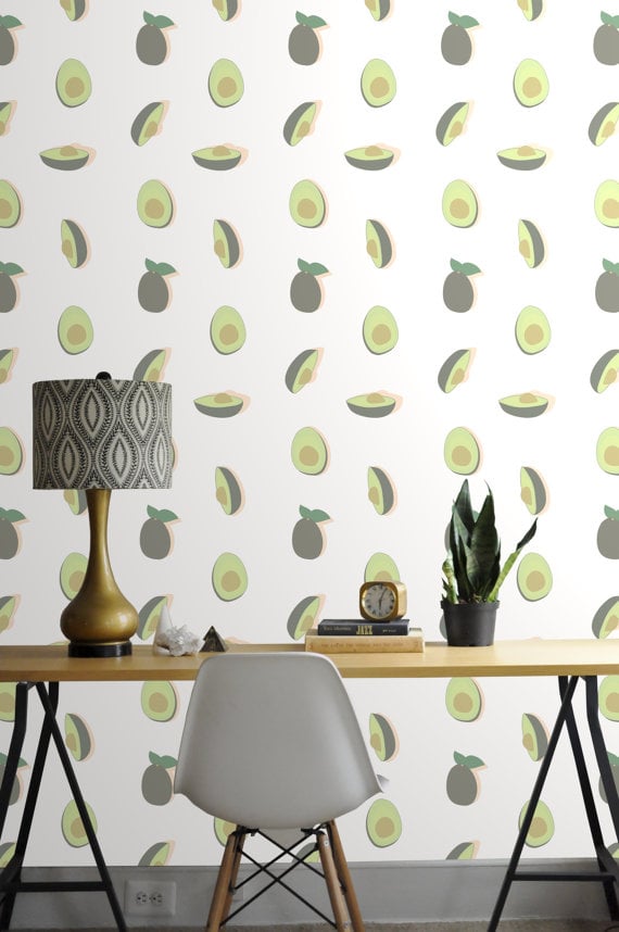 Etsy Avocado Print Removable Wallpaper - Avocado Wall Paper , HD Wallpaper & Backgrounds