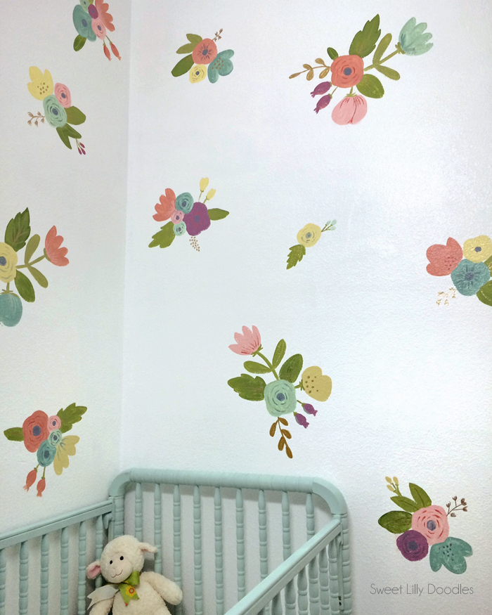 Easy Floral Painted Faux Wallpaper Tutorial Via Sweetlillydoodles - Latest Flower Wall Painting , HD Wallpaper & Backgrounds
