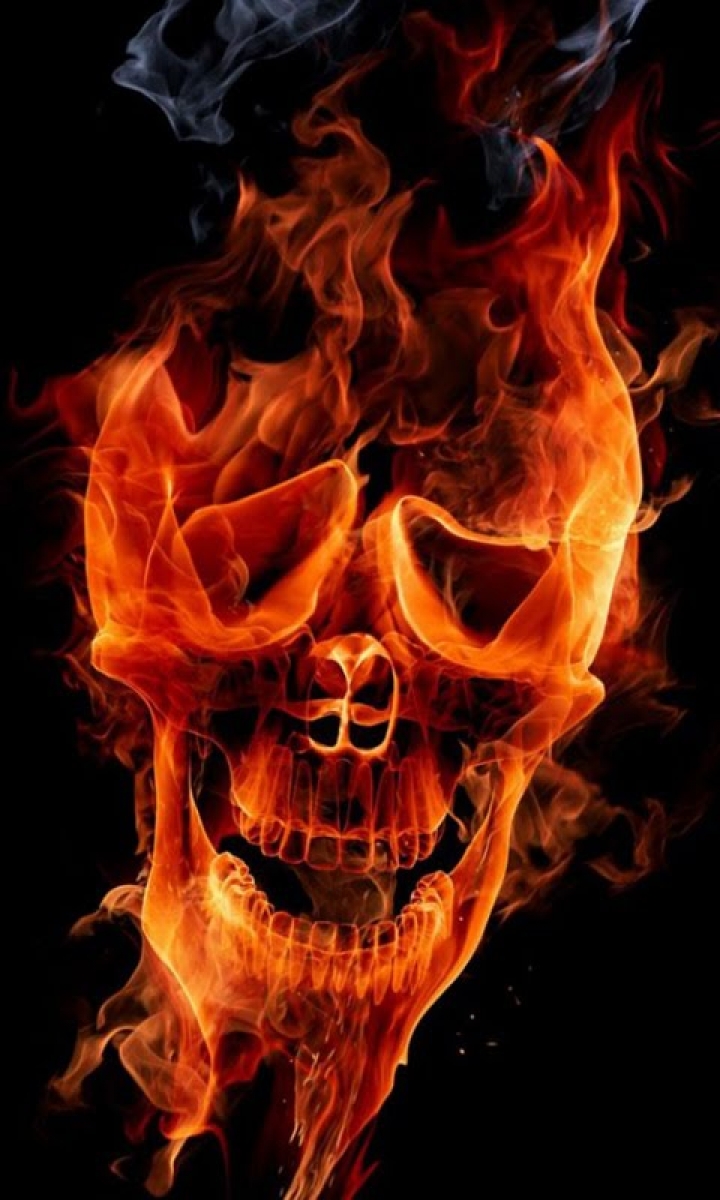 Animated Wallpaper For Mobile Screen - Skull In Fire 3d , HD Wallpaper & Backgrounds