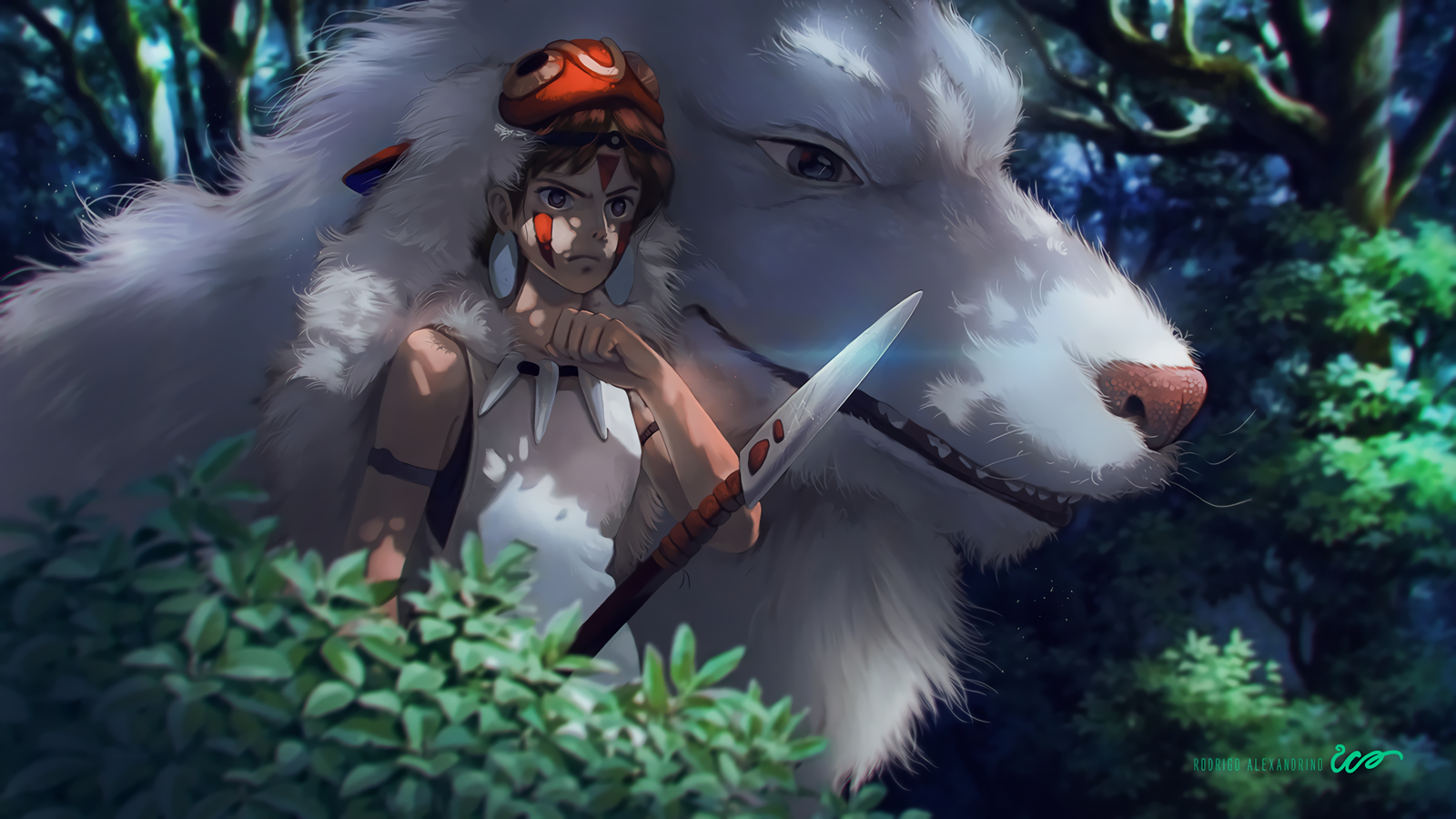 Princess Mononoke - Background Pc Studio Ghibli , HD Wallpaper & Backgrounds
