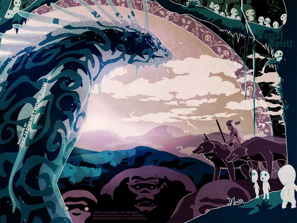 Princess Mononoke Wallpaper - Forest Spirit Princess Mononoke Art , HD Wallpaper & Backgrounds