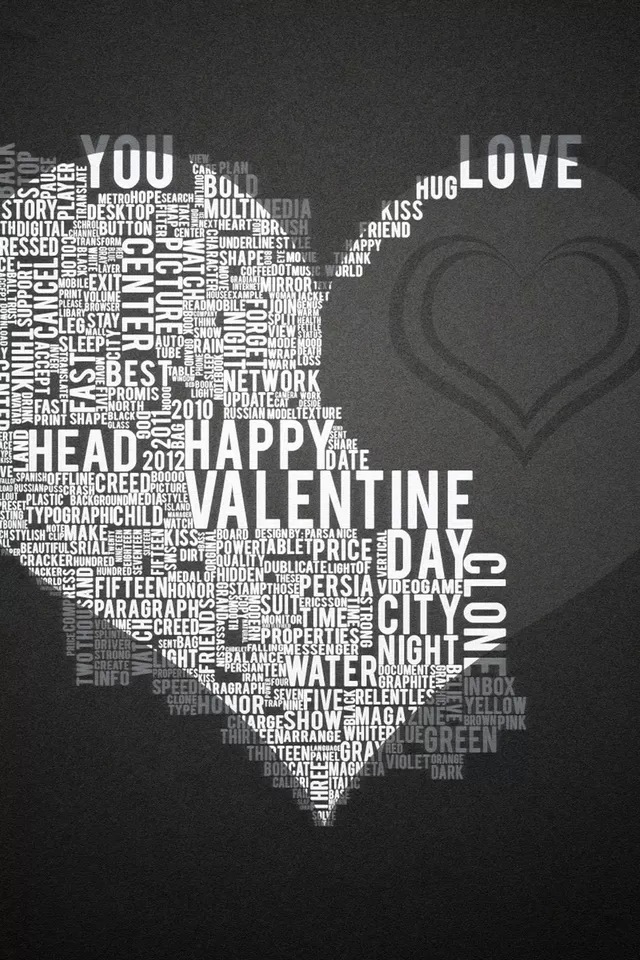 Black Heart Shape Valentine Tags Cloud Wallpaper For - Iphone Cute Valentines Day , HD Wallpaper & Backgrounds