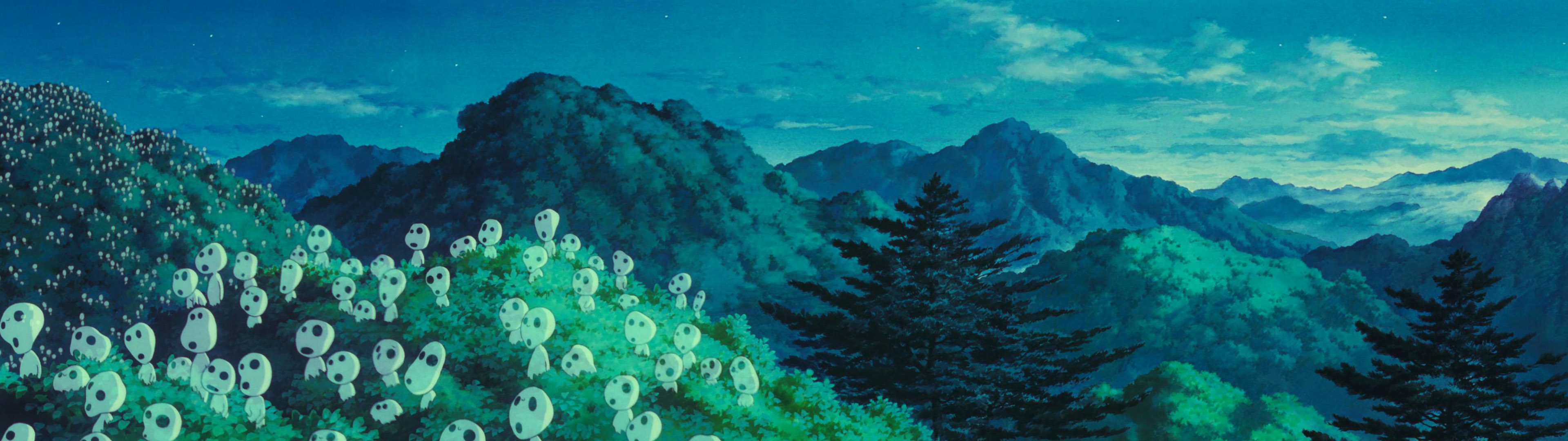Princess Mononoke Kodama Background Desktop Wallpaper - Studio Ghibli Backgrounds , HD Wallpaper & Backgrounds