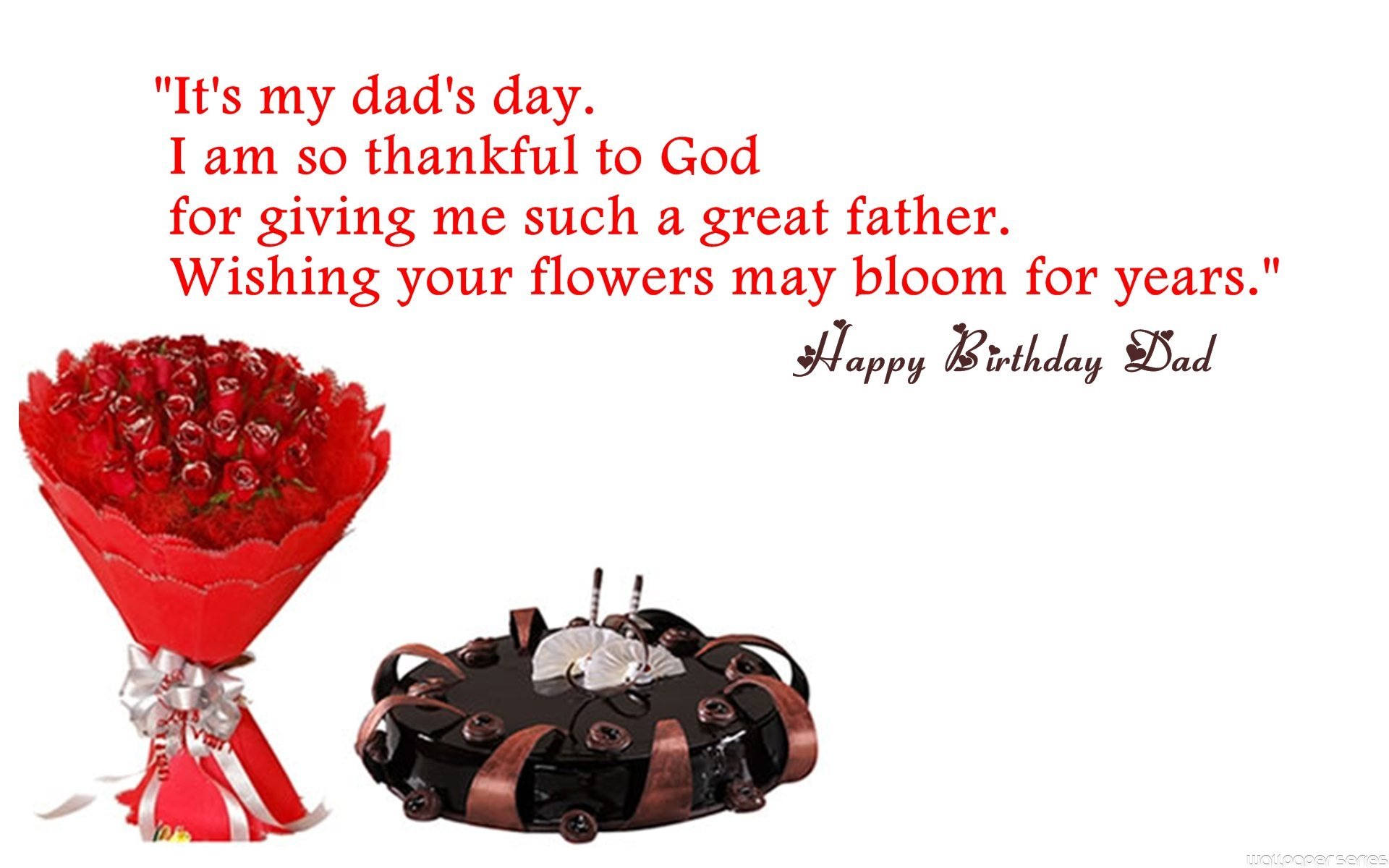 Dad Birthday Wishing Quotes Wallpaper - Flower Bouquet , HD Wallpaper & Backgrounds