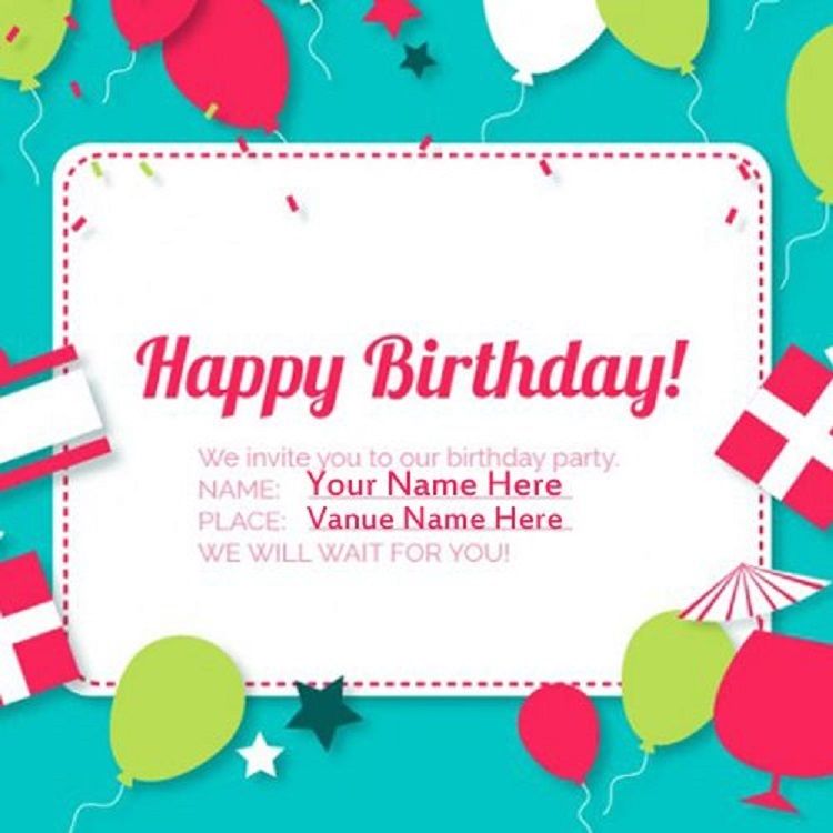 Happy Birthday Invitation Card With Name - Birthday Invitation Card With Name , HD Wallpaper & Backgrounds