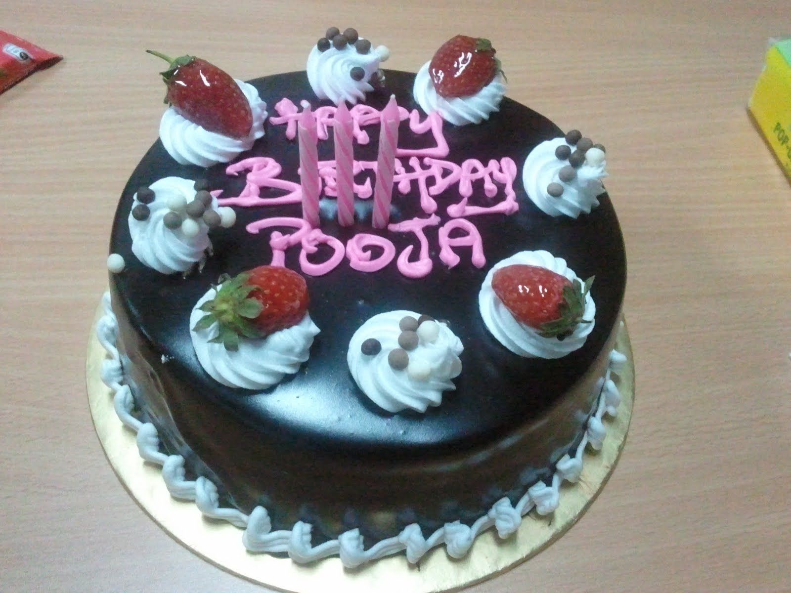 Happy Birthday Pooja - Birthday Cake Name Pooja , HD Wallpaper & Backgrounds