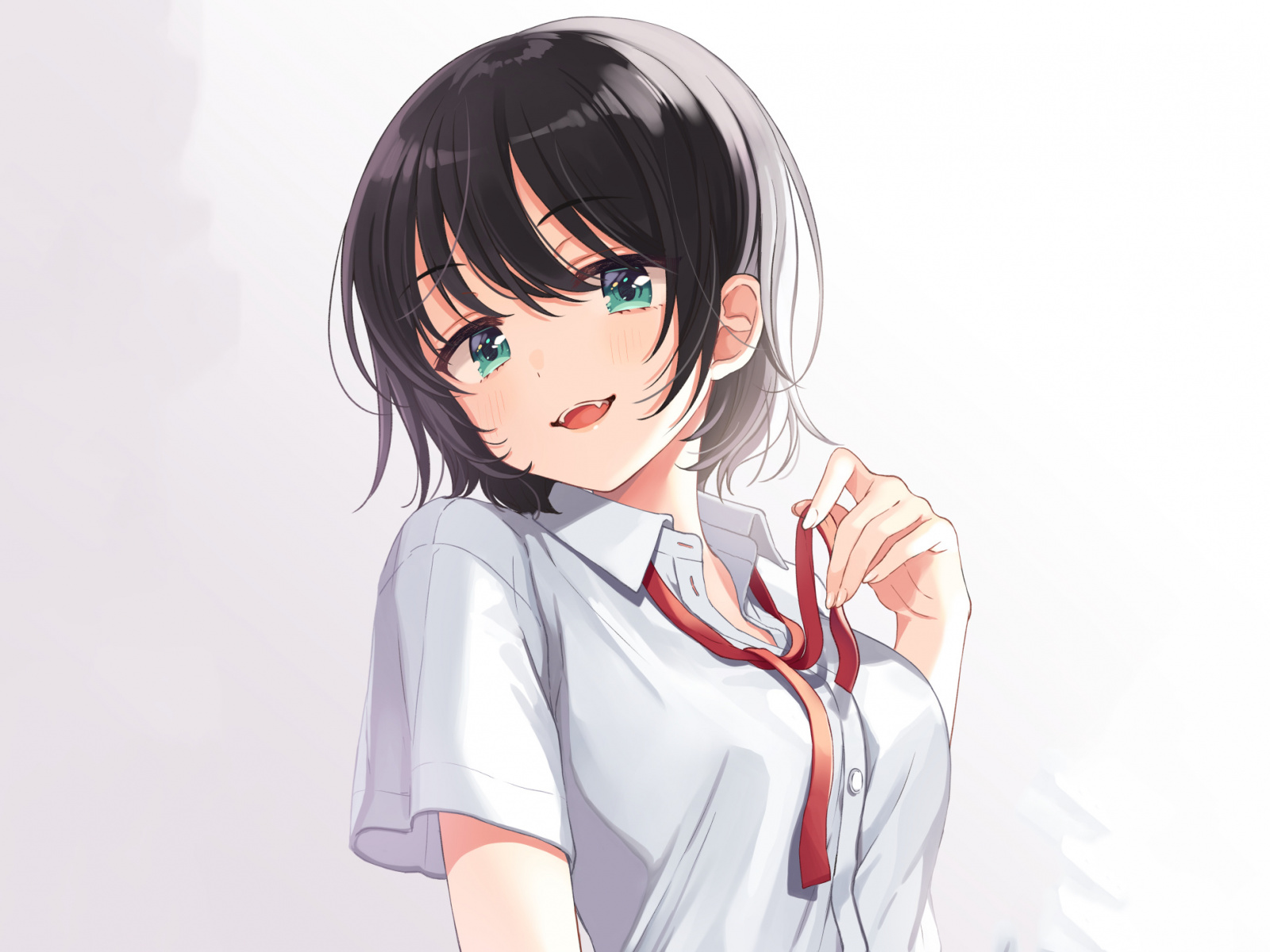 Wallpaper White Shirt Hot Dark Hair Anime Girl Hot Anime