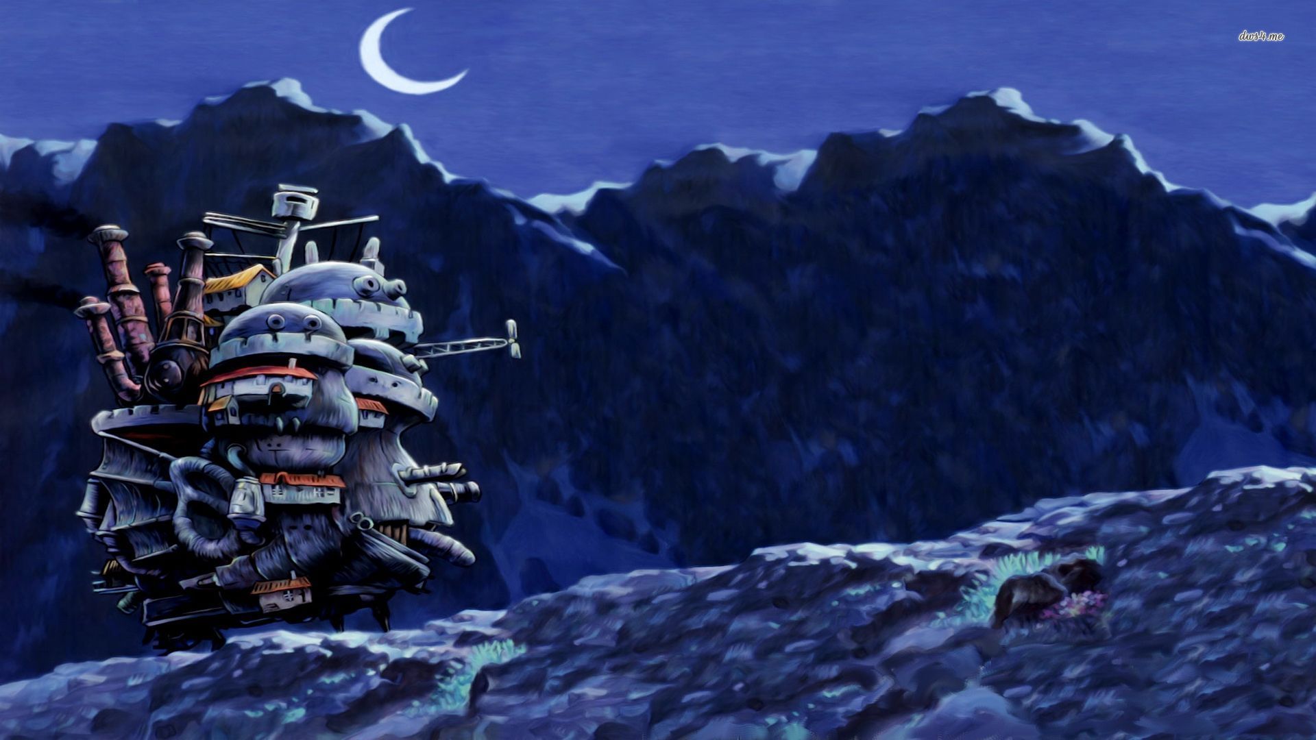 Howl's Moving Castle Wallpaper - Howl's Moving Castle Night , HD Wallpaper & Backgrounds