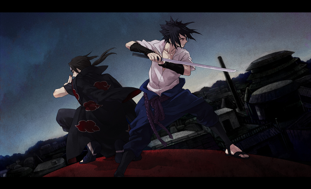 Sasuke Itachi Uchiha Akatsuki Sword Anime Hd Wallpaper - Naruto Shippuden Sasuke And Itachi , HD Wallpaper & Backgrounds