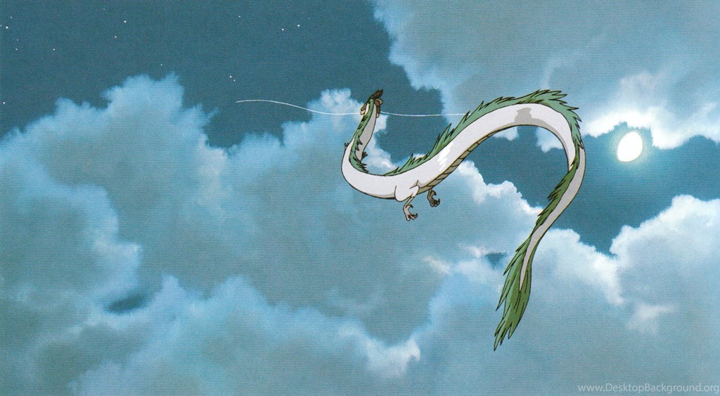 Studio Ghibli Wallpaper - Spirited Away Haku Flying , HD Wallpaper & Backgrounds