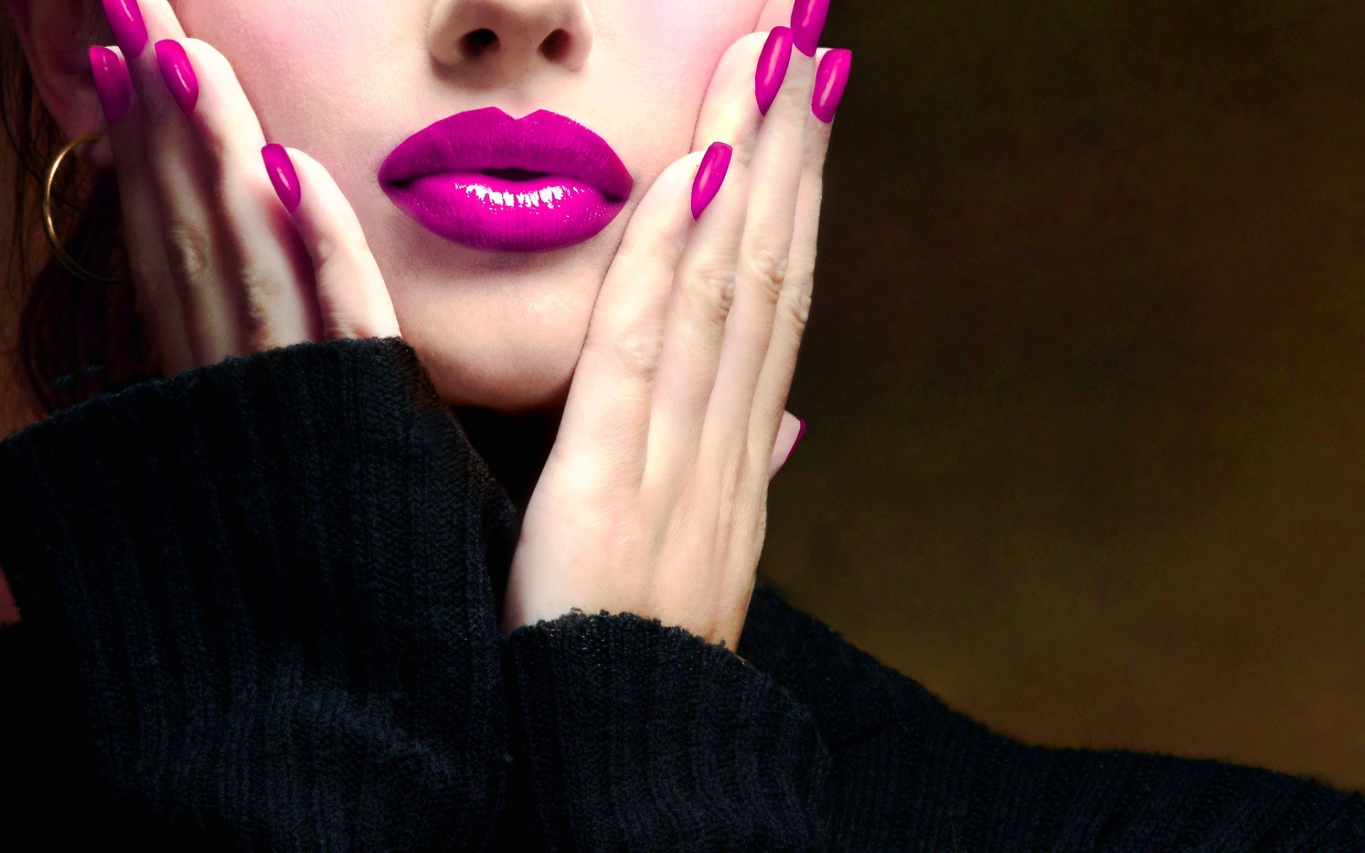 Girl With Pink Lipstick Wallpaper - Pink Lipstick Girl , HD Wallpaper & Backgrounds