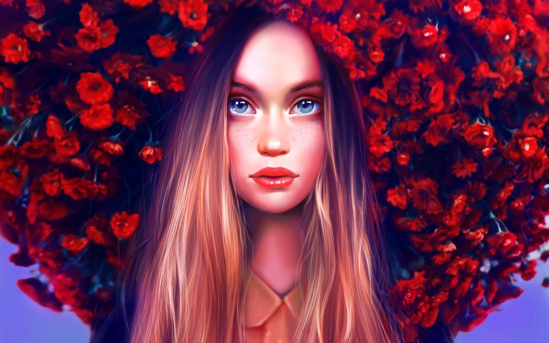 Wallpaper Of Aqua Eyes, Flower, Girl, Lipstick, Red - Wallpaper , HD Wallpaper & Backgrounds
