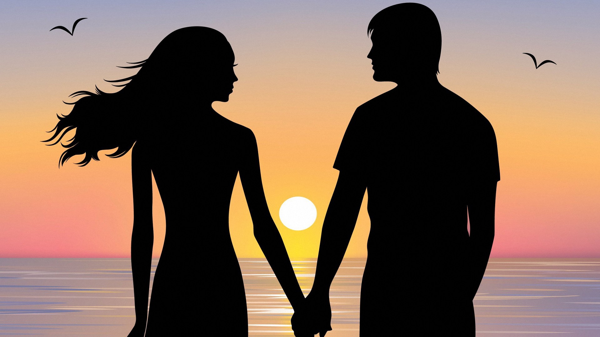 Love Couple Hd Wallpapers 1080p Free Download 42 Cerc - Silhouette Girl And Boy , HD Wallpaper & Backgrounds