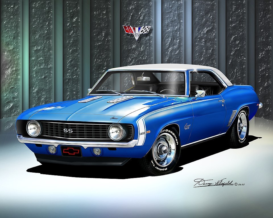 1969 Camaro Ss Z28 Art Print Poster By Danny Whitfield - 69 Camaro Z28 Yellow , HD Wallpaper & Backgrounds