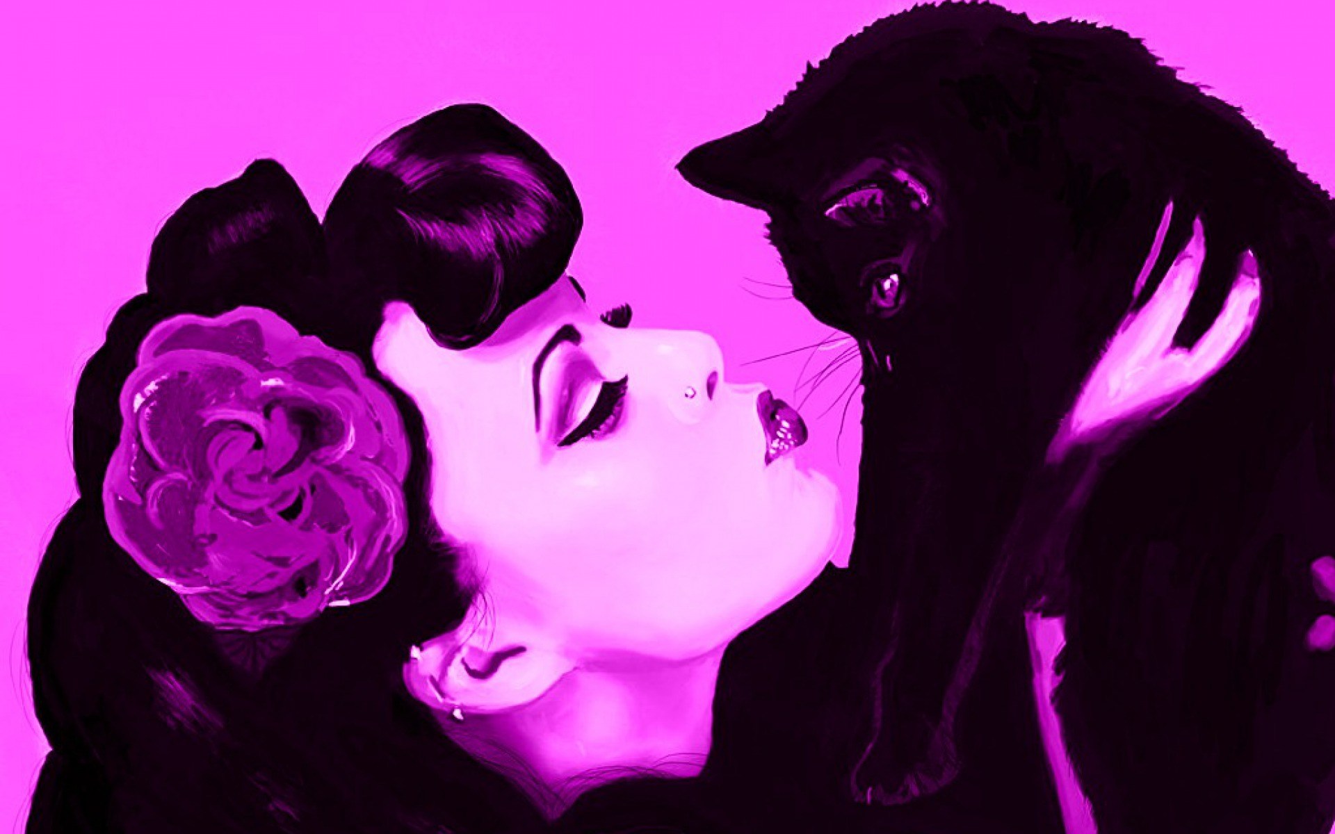 Woman Amp Cat Sweet Kisses Wallpapers Woman Amp Cat - Mujer Fondos De Pantalla De , HD Wallpaper & Backgrounds