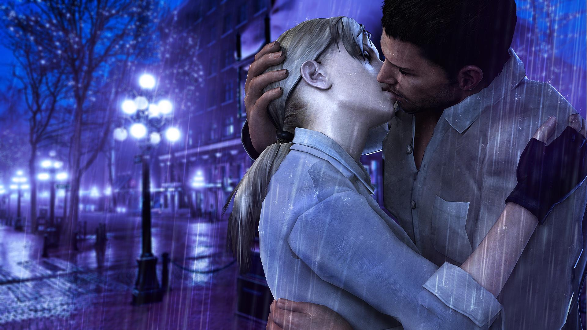 3d Wallpaper Love Kiss - Resident Evil Chris And Jill Kiss , HD Wallpaper & Backgrounds