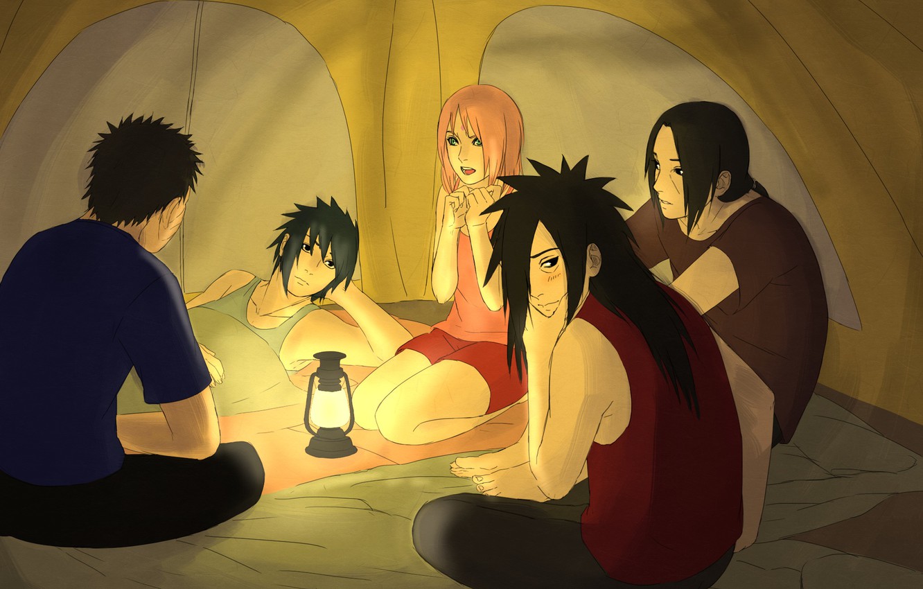 Photo Wallpaper Lantern, Tent, Naruto, Art, Itachi - Sakura Haruno And Itachi Uchiha , HD Wallpaper & Backgrounds