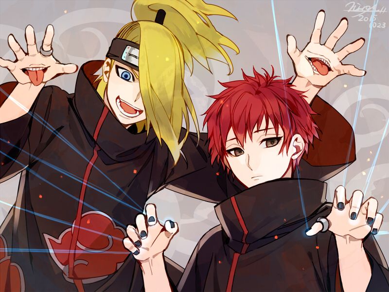 Fanart, Naruto, Wallpaper, Deidara, Sasori, Pixiv, - Sasori Naruto Deidara Fan Art , HD Wallpaper & Backgrounds