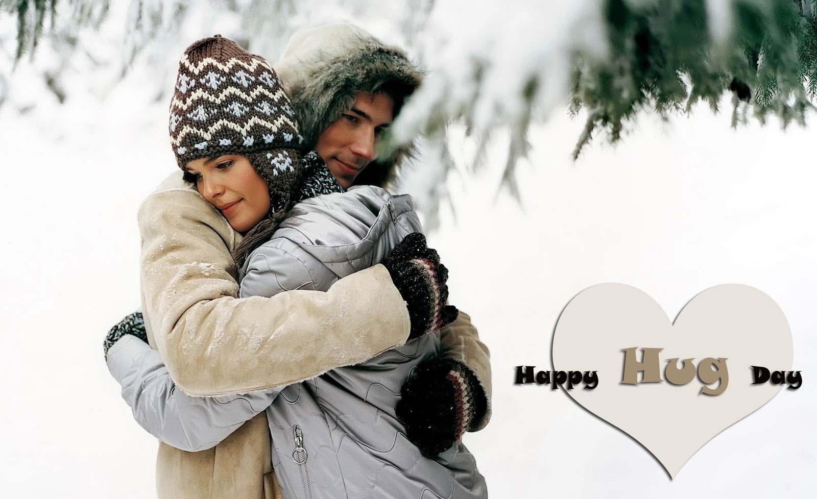 Love Cute Couple Wishes Hug Day Wallpaper 1600×978 - Happy Hug Day Image Hd 2017 , HD Wallpaper & Backgrounds