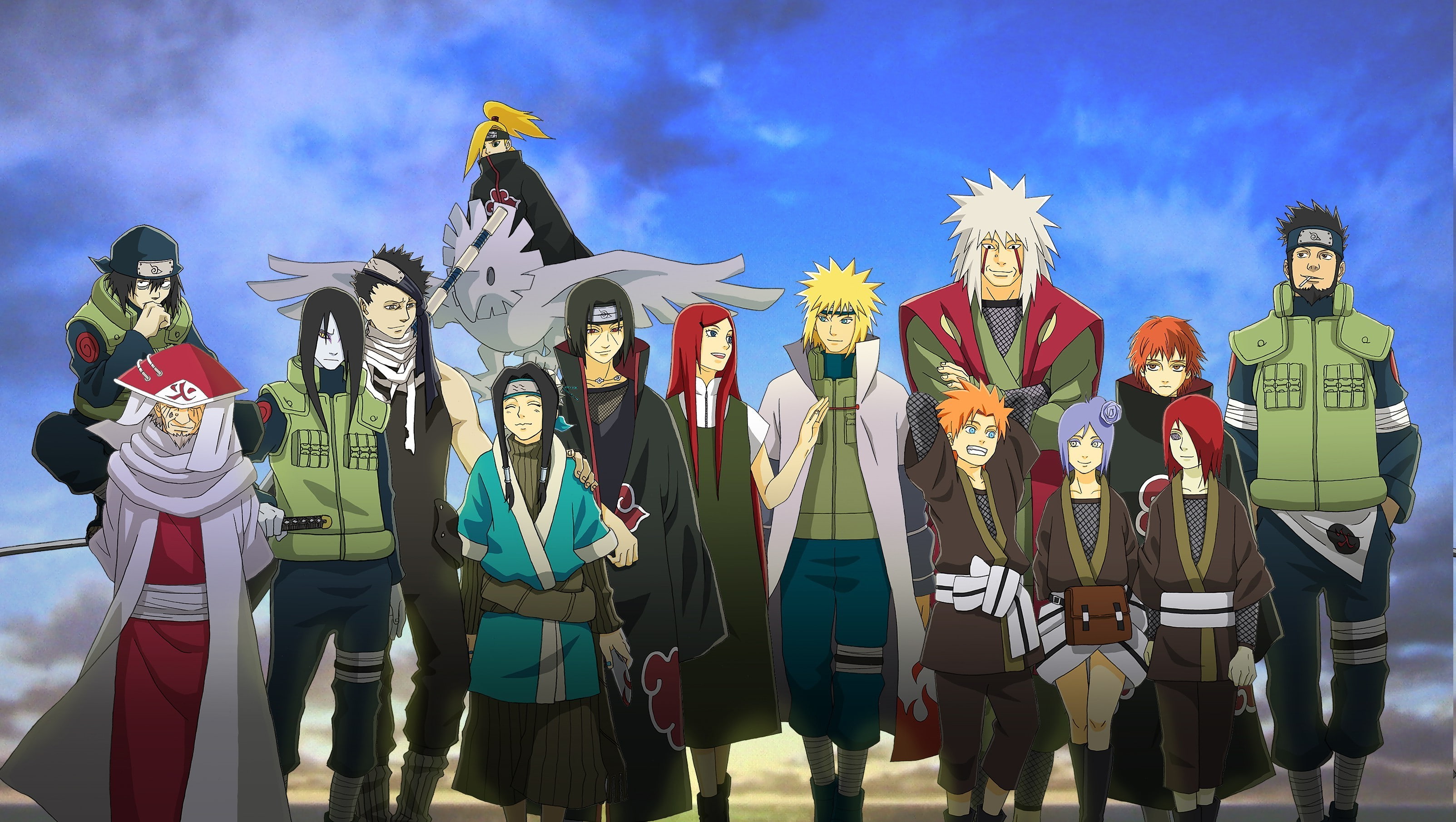 Naruto Shippuuden Anime Sasori Jiraiya Haku Deidara - All Characters On Naruto , HD Wallpaper & Backgrounds
