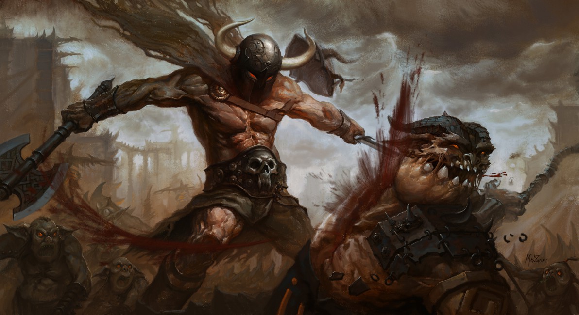Arms Art Battle Warrior Monsters - Viking Warrior In Battle , HD Wallpaper & Backgrounds