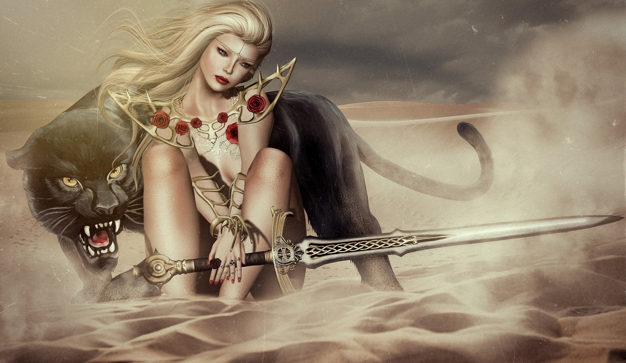 Female Warriors With Animals , HD Wallpaper & Backgrounds